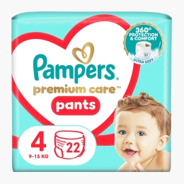 Scutece chiloțel Premium Care Pants, mărimea 4, 9-15kg, 22 buc