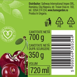Compot de vișine, fără sâmburi, 700g