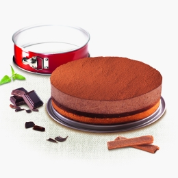 Formă tort Delibake Springform Combi, 27cm, înveliș antiaderent, margine detașabilă, roșu/argintiu