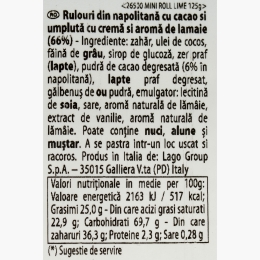 Mini rulouri din napolitană umplute cu cremă de lămâie, 125g