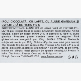 Ciocolată cu lapte cu alune Gianduja, cu umplutură de fistic 110g