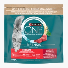 Hrană uscată pentru pisici sterilizate One Sterilcat, 1.4kg, cu vită și grâu