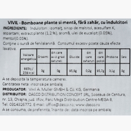 Bomboane fără zahăr cu aromă de plante naturale și mentă, 60g