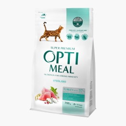 Hrană uscată pentru pisici sterilizate 700g, cu curcan și ovăz