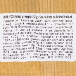 Brânză Asiago eco maturată 21 zile 250g