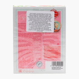  Praline Constanze de ciocolată albă cu cremă de alune-nugat și fistic-marzipan cu zmeură 120g