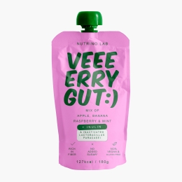 Piure cu măr, banană, zmeură și mentă Very Gut, 180g