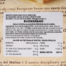Biscuiți integrali cu zahăr din trestie de zahăr și miere 250g