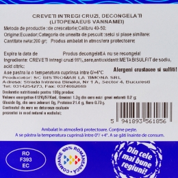 Creveți întregi cruzi, calibru 40/50,  200g