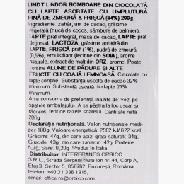 Bomboane de ciocolată cu zmeură și frișcă Lindor 200g