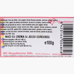 Nuci umplute cu cremă și jeleu Curcubeu 100g