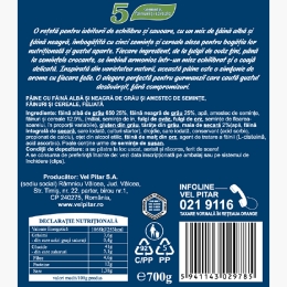 Pâine 5 semințe, făinuri și cereale, feliată 700g