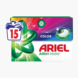 Detergent de rufe capsule 3în1 Pods Color, 15 spălări, 15 buc
