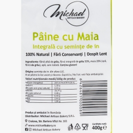 Pâine integrală cu maia și semințe de in 400g