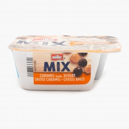 Iaurt Mix caramel și biluțe de ciocolată 130g
