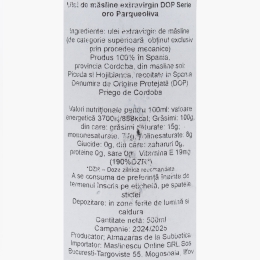 Măslinescu - Ulei de măsline extravirgin DOP Parqueoliva Oro, 0.5l