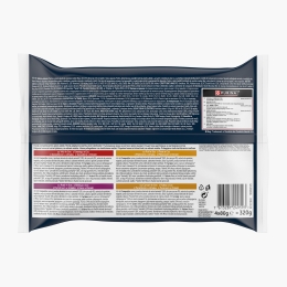 Pachet mix hrană umedă pentru pisici, cu mini fileuri în sos Tasty Shreds Farm Selection (vită, pui, rață, curcan) 80g