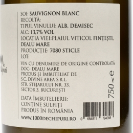 Vin alb demisec Sauvignon Blanc, 13.7%, 750ml
