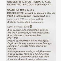 Creveți întregi cruzi calibru 40/50, 200g