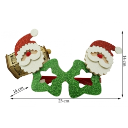 Ochelari petrecere de Crăciun, tip stea cu Moș Crăciun, verzi