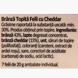 Brânză topită felii cu cheddar 140g