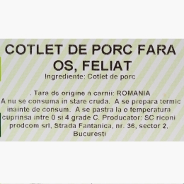 Cotlet de porc fără os, feliat 750g