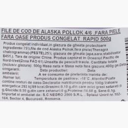 File de cod de Alaska, fără piele și fără oase 500g